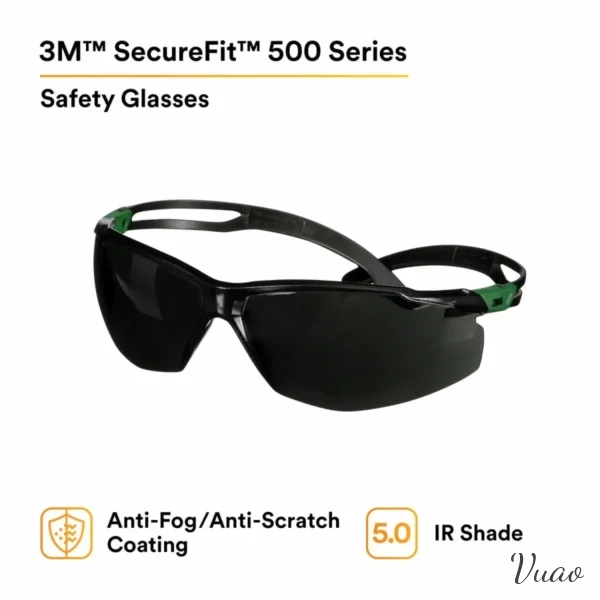 Lentes de Seguridad 3M SecureFit 500 SF550AF-GRN, Negro/Verde