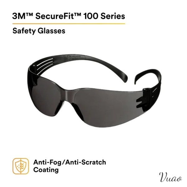 Lentes de Seguridad 3M SecureFit Serie 100 SF102AF-BLK, Patillas Negras