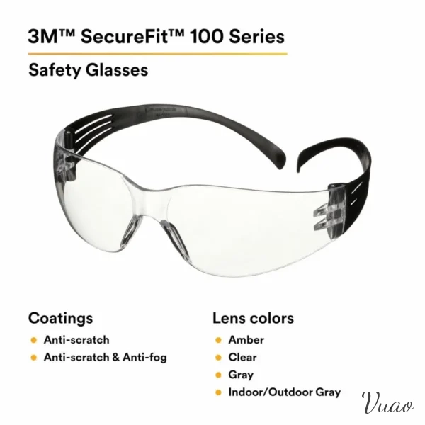 Lentes de Seguridad 3M SecureFit Serie 100 SF101AF-BLK, Negro