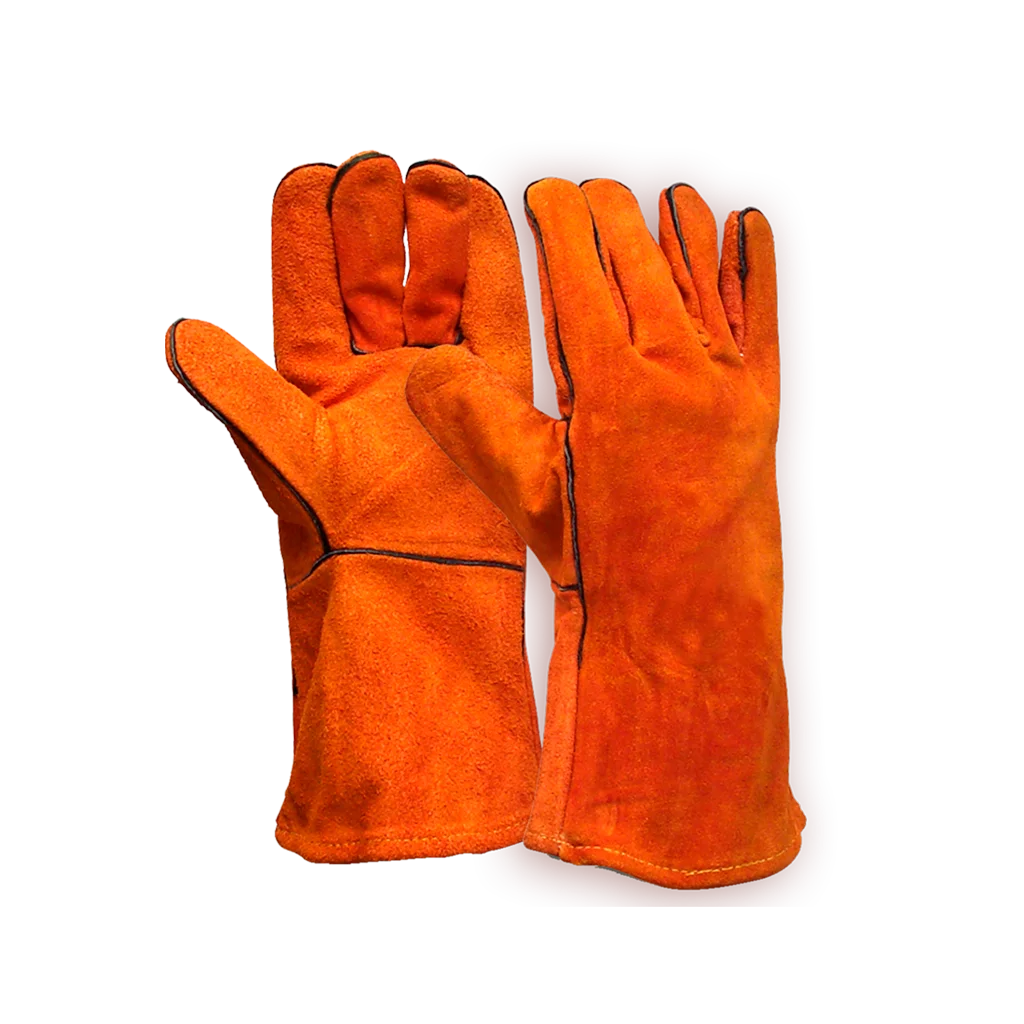 Guante cuero soldador naranjo, Steelpro