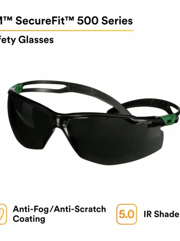 Lentes de Seguridad 3M SecureFit 500 SF550AF-GRN, Negro/Verde