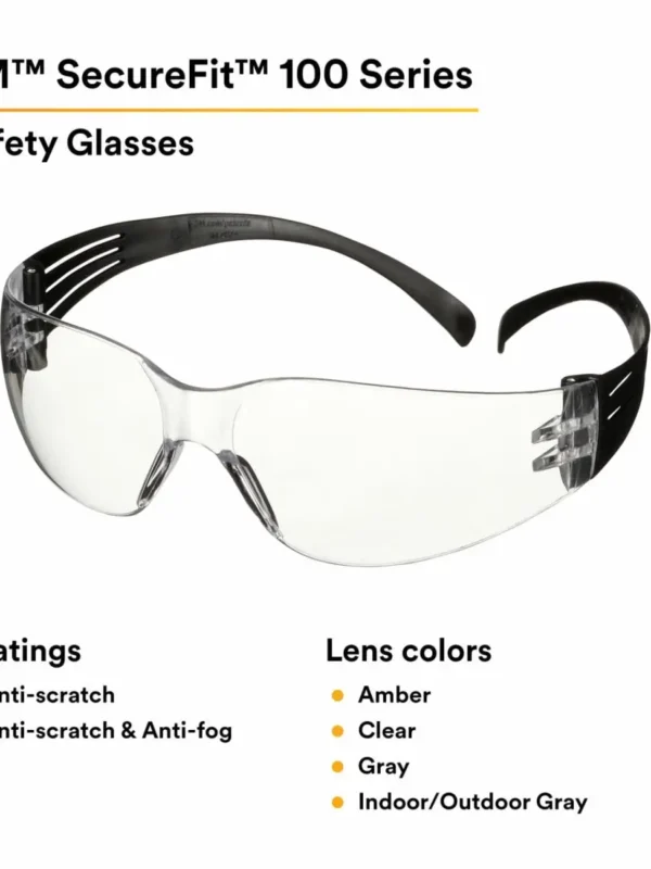 Lentes de Seguridad 3M SecureFit Serie 100 SF101AF-BLK, Negro