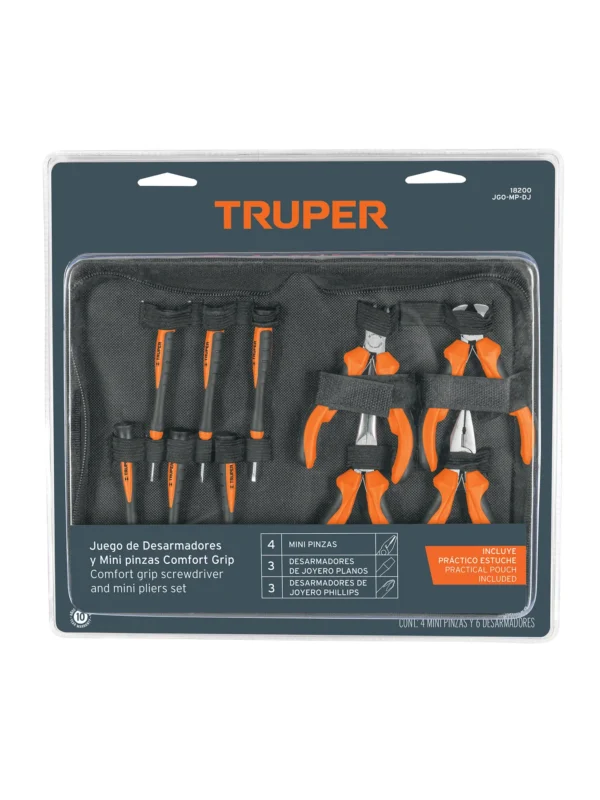 Juego desarmadores de joyero 4 mini alicates Comfort Grip, Truper, JGO-MP-DJ