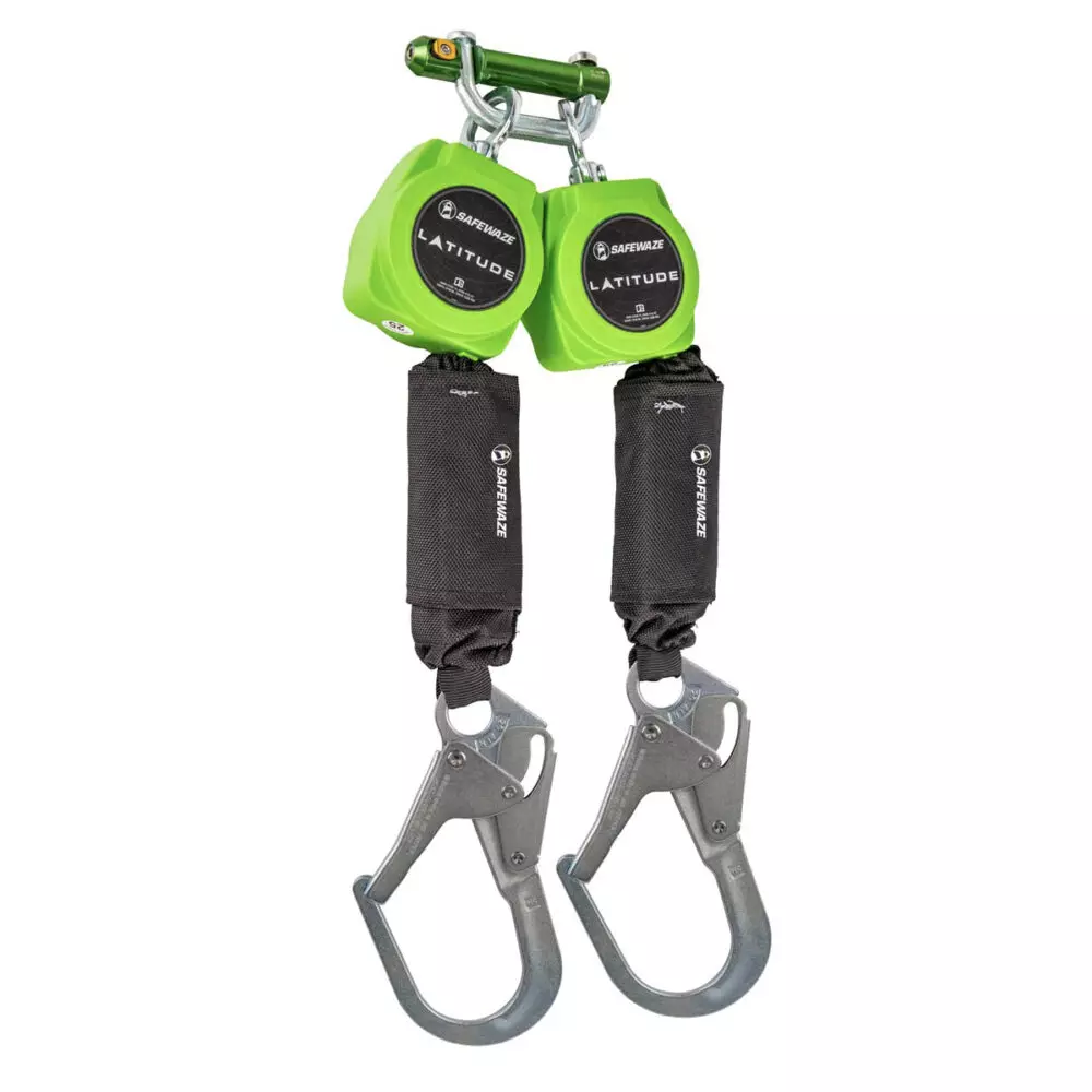 Linea de vida AutorRetractil 019-5054 Latitude 6' Dual Web SRL-P: 9013 BWB, Ganchos de barra de refuerzo SAFEWAZE