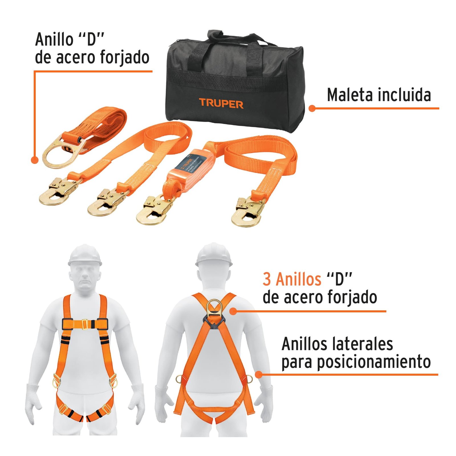 Kit contra caidas, Arnes de tres anillos, ARN-KIT-3