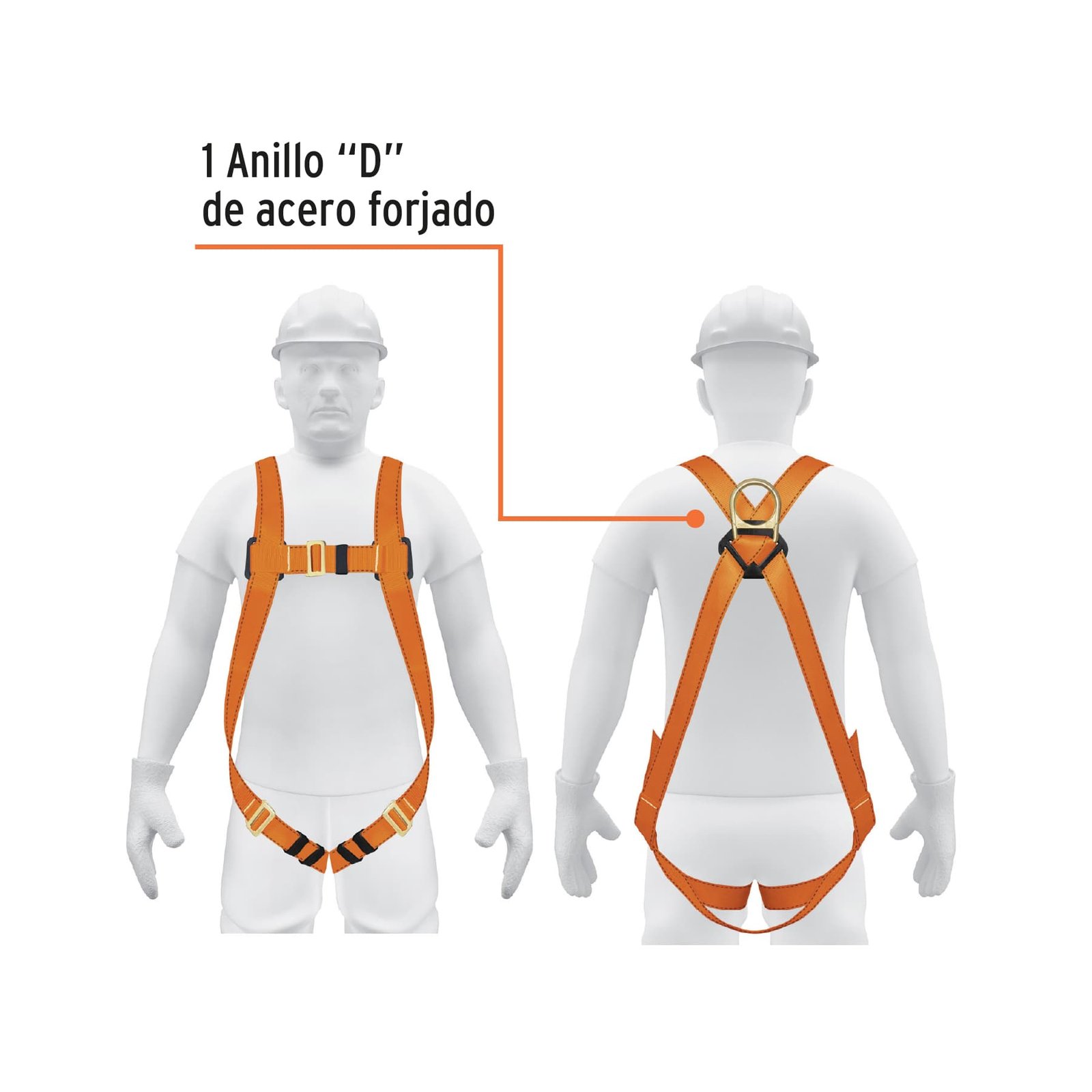 Arnes de cuerpo completo con anillo, ANSI, Truper, ARN-5435