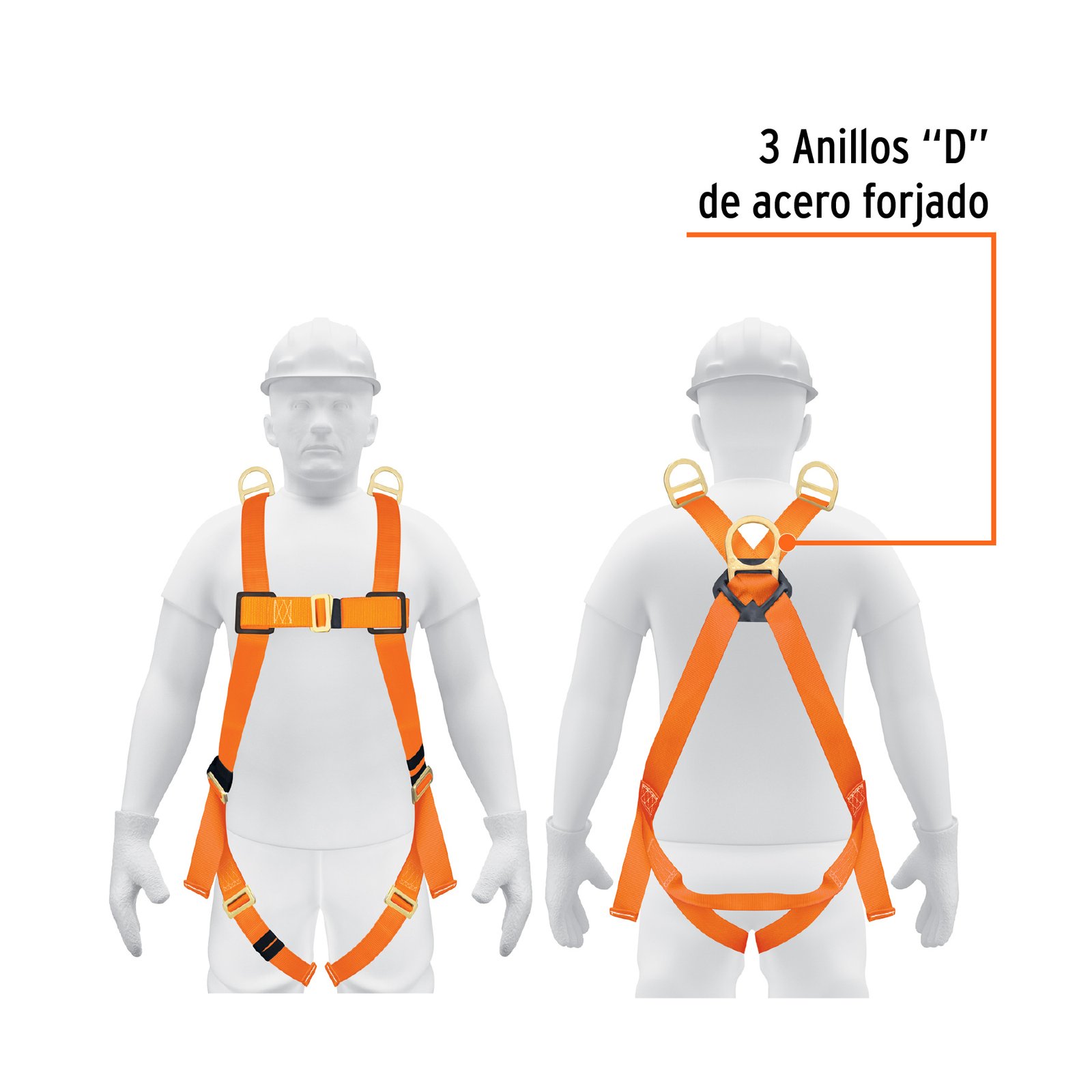Arnes de cuerpo completo con anillos, ANSI, Truper, ARN-5437