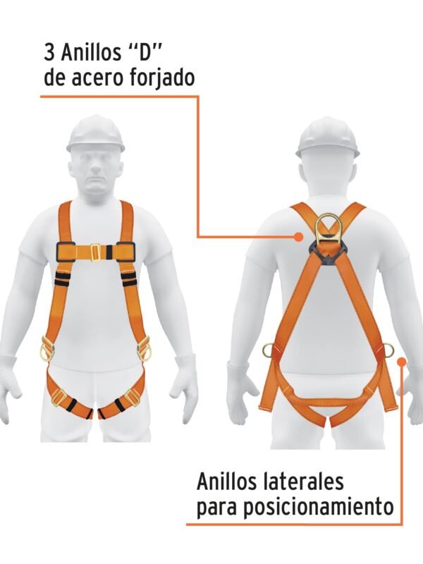 Arnes de cuerpo completo anillos, laterales, ANSI, Truper, ARN-5436