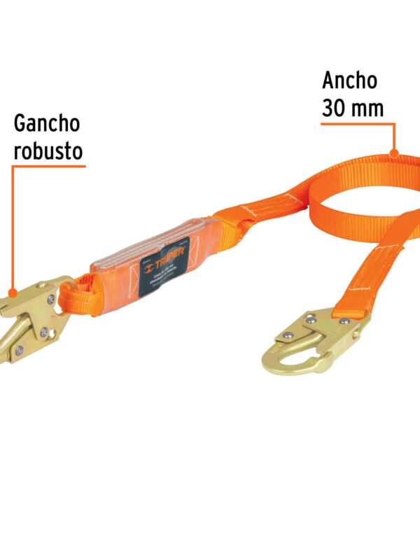 Linea de vida 1.8 cinta poliester con amortiguador, ANSI, CAB-5430-18-A