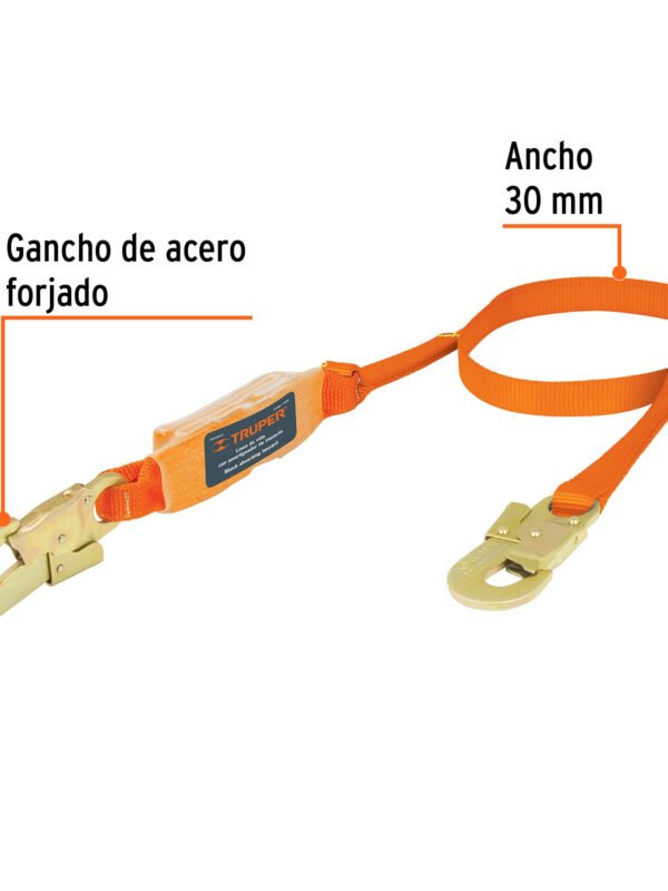 Linea de vida 1.8 cinta poliester con amortiguador, CAB-5430-18