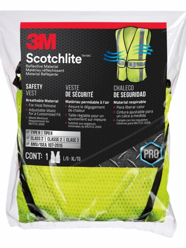 3M Chaleco de seguridad para construccion de clase Ropa Reflectante 94617-80030 Hi-Viz Amarillo, 1/Caja