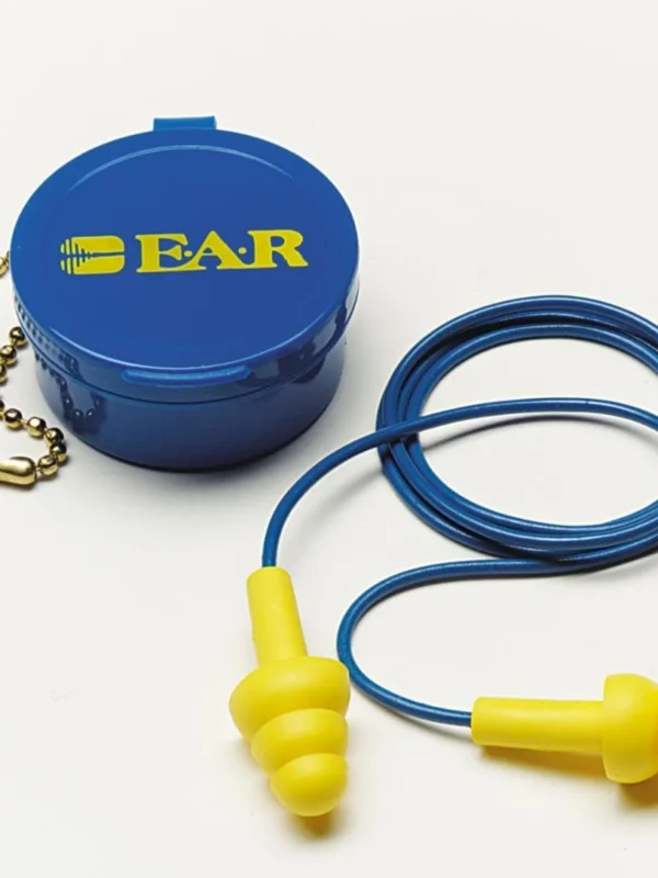 3M EAR UltraFit Tapones Auditivos 340-4002, Con Cordon, Caja Plastica