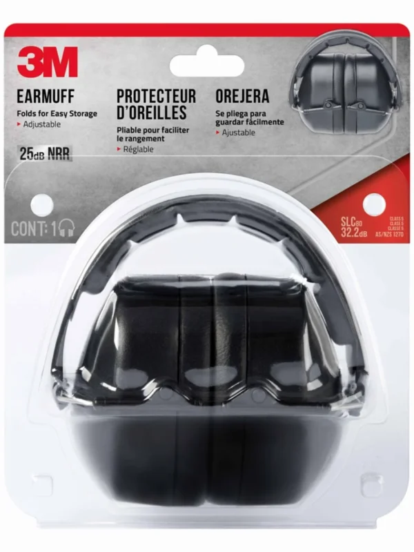 3M Orejera Plegable 90563H1-DC, Negro, orejeras estuche