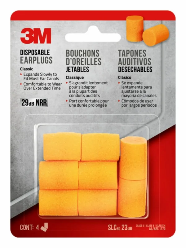 3M Tapones Auditivos clasicos Desechables 90580H4-C, pares paquete, 10 paquetes estuche